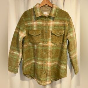 Fall green and white “shacket”